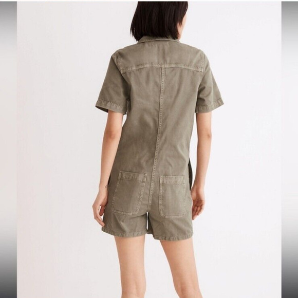 Madewell Garment Dyed Relaxed Coverall Romper Size XL Green NF875 Jumper Pockets - Picture 2 of 14